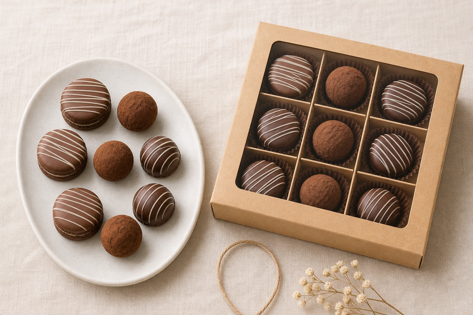 Mesa de chocolates artesanales para eventos y celebraciones